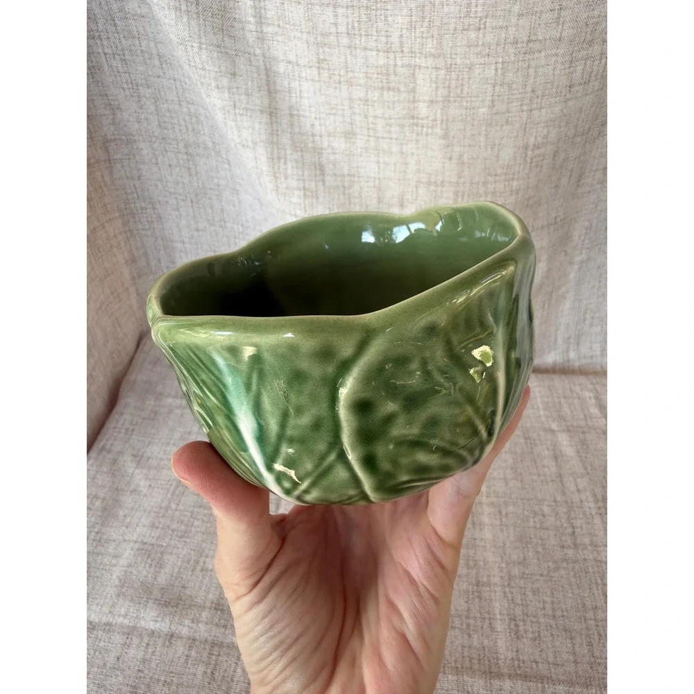 Bordallo Pinheiro Cabbage Leaf Planter Small Green Excellent Cachepot Limited